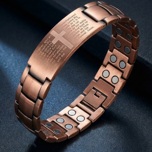 Bracelete Cruz Sagrada de Cobre | 46 Ímãs de Neodímio